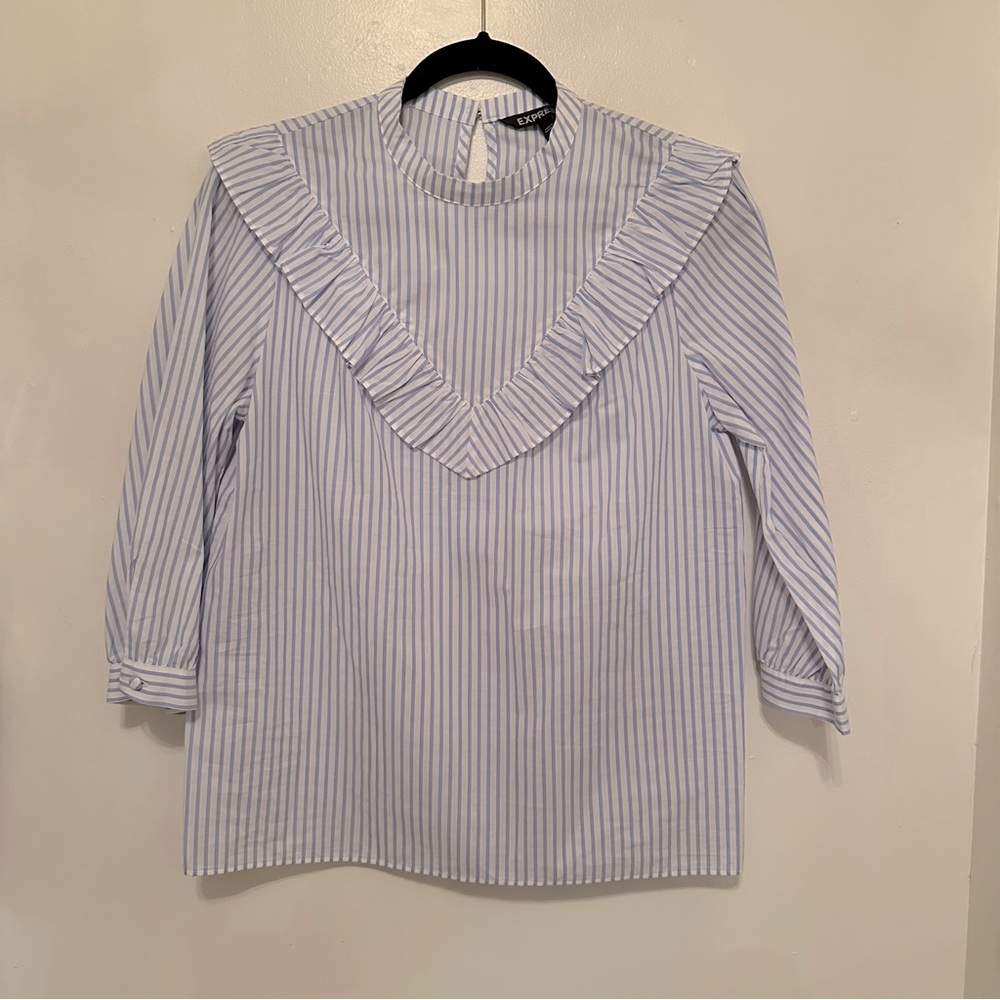 Express Blouse Blue & White Stripes - Size S